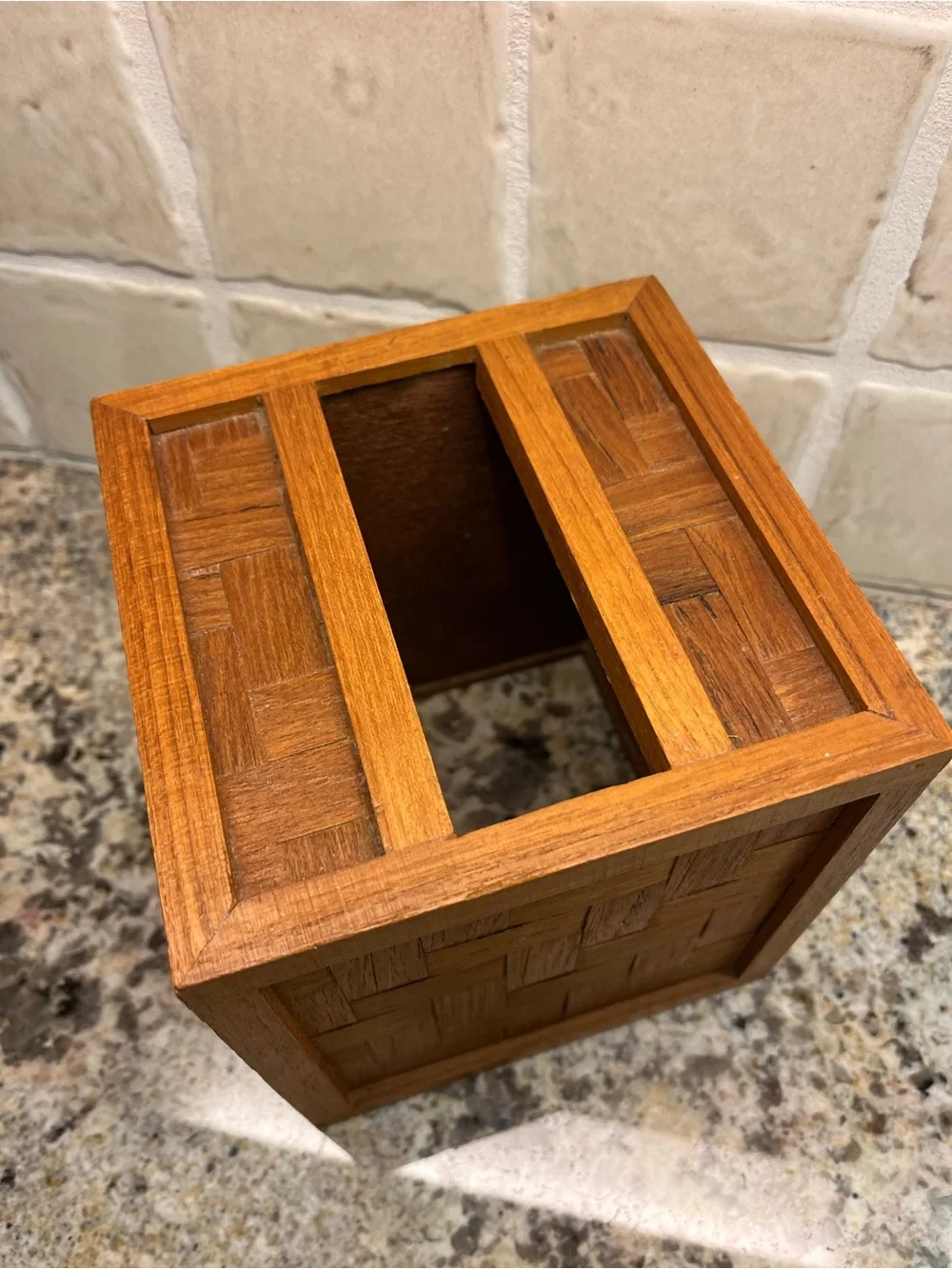 Vintage Wooden Woven pattern tissue box